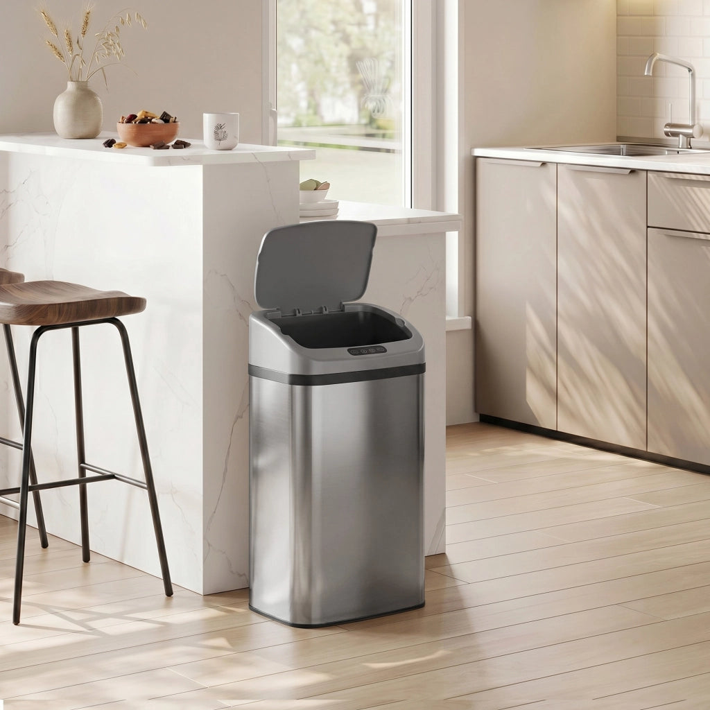 Cestino Intelligente con Sensore ¨C Minimal ¨C Acciaio Inox, Argento