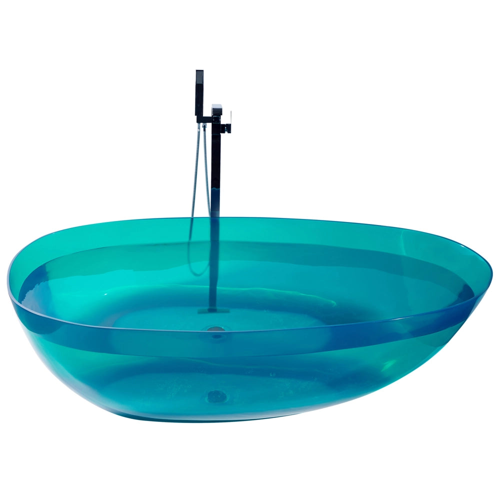 Vasca da bagno moderna con superficie solida ovale trasparente blu e verde 1690 x 780 mm design moderno semplice