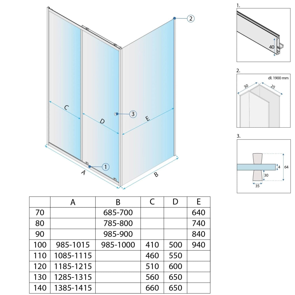 Cabina Doccia Rea Primo Slide 110x90 Chrome