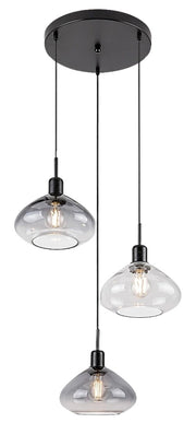 Lampadario Rabalux Dvora 3 luci E27 nero opaco vetro