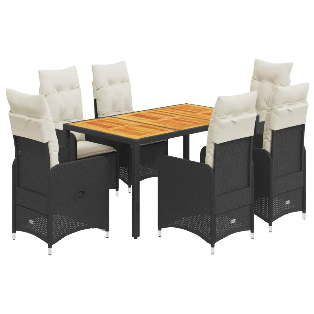 Set da Bistrò da Giardino 7 pz con Cuscini Nero in Polyrattan 3276980