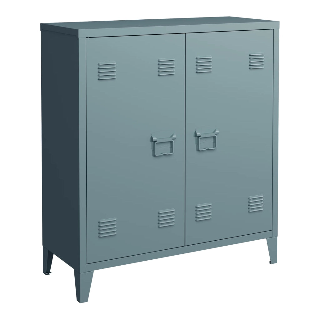 Armadio armadietto per ufficio mobiletto portaoggetti per ufficio officina camera da letto armadio in metallo con 2 ante 90 x 80 x 33 cm grigio-blu 03_0006339
