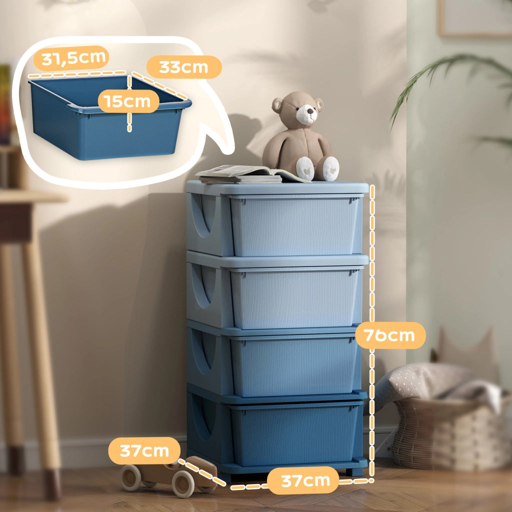 Contenitore per Bambini con 4 Cassetti ¨C Minimal ¨C Blu