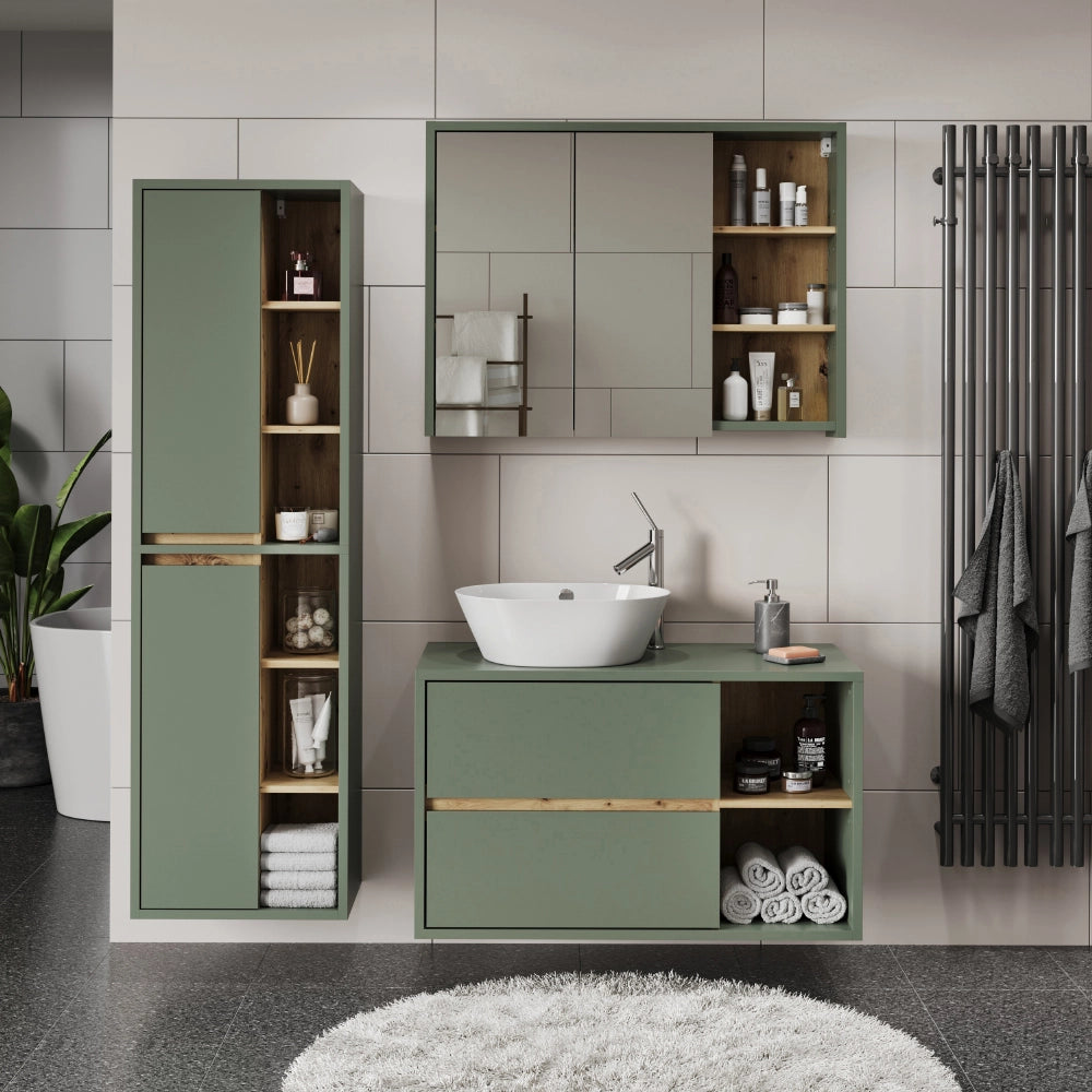 Vicco Set di mobili da bagno Verde/Artigianale 3 parti