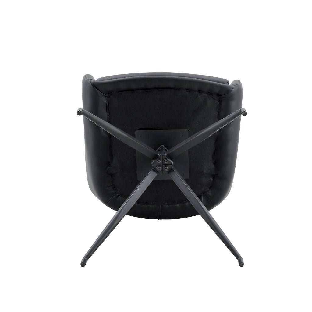 Set tavolo da pranzo e sedie con 1 tavolo rotondo e 4 sedie girevoli in vetro temperato; metallo e PU nero