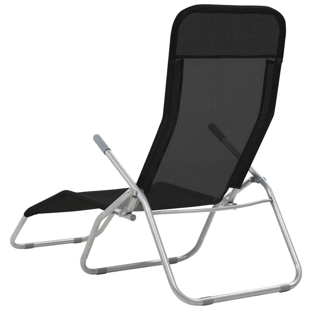 Lettini Prendisole Pieghevoli 2 pz in Textilene Nero 44338