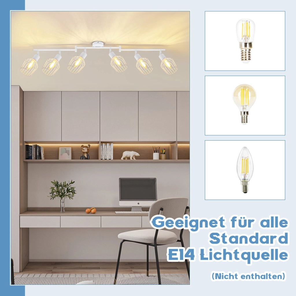 ZMH Faretto da soffitto LED bianchi 6 lampadine E14 retro orientabili 350°