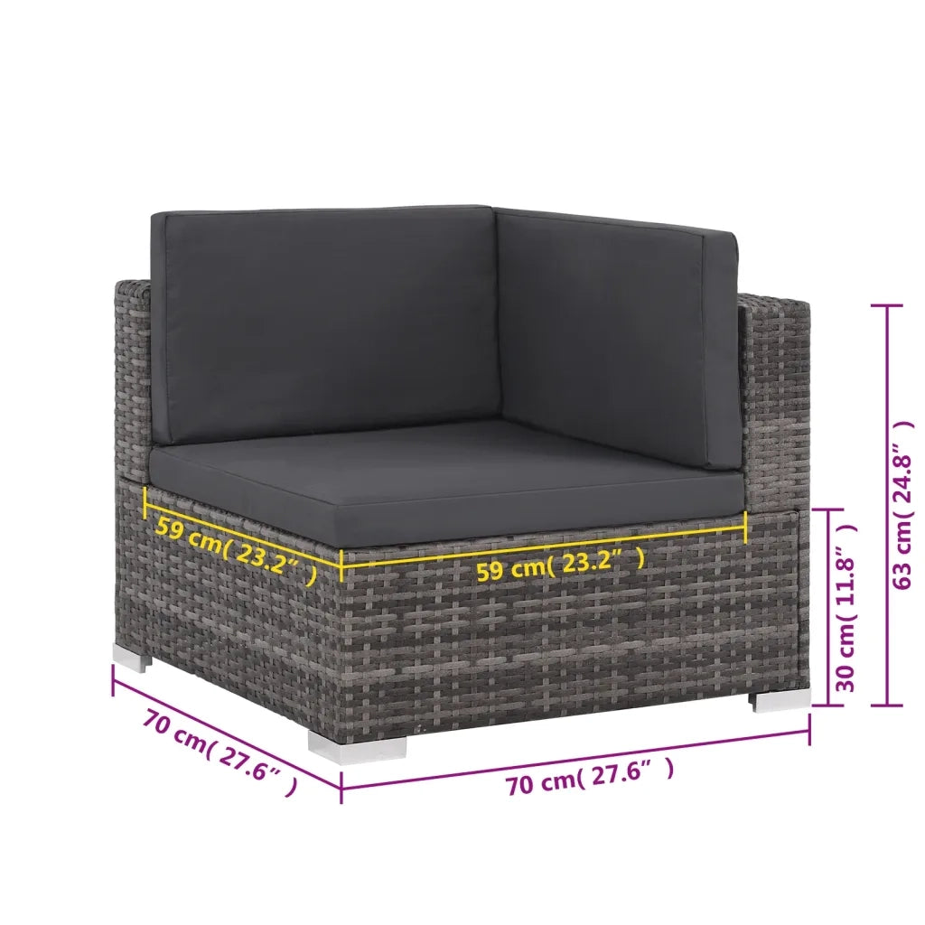 Set da Giardino 6 pz con Cuscini in Polyrattan Grigio 44432