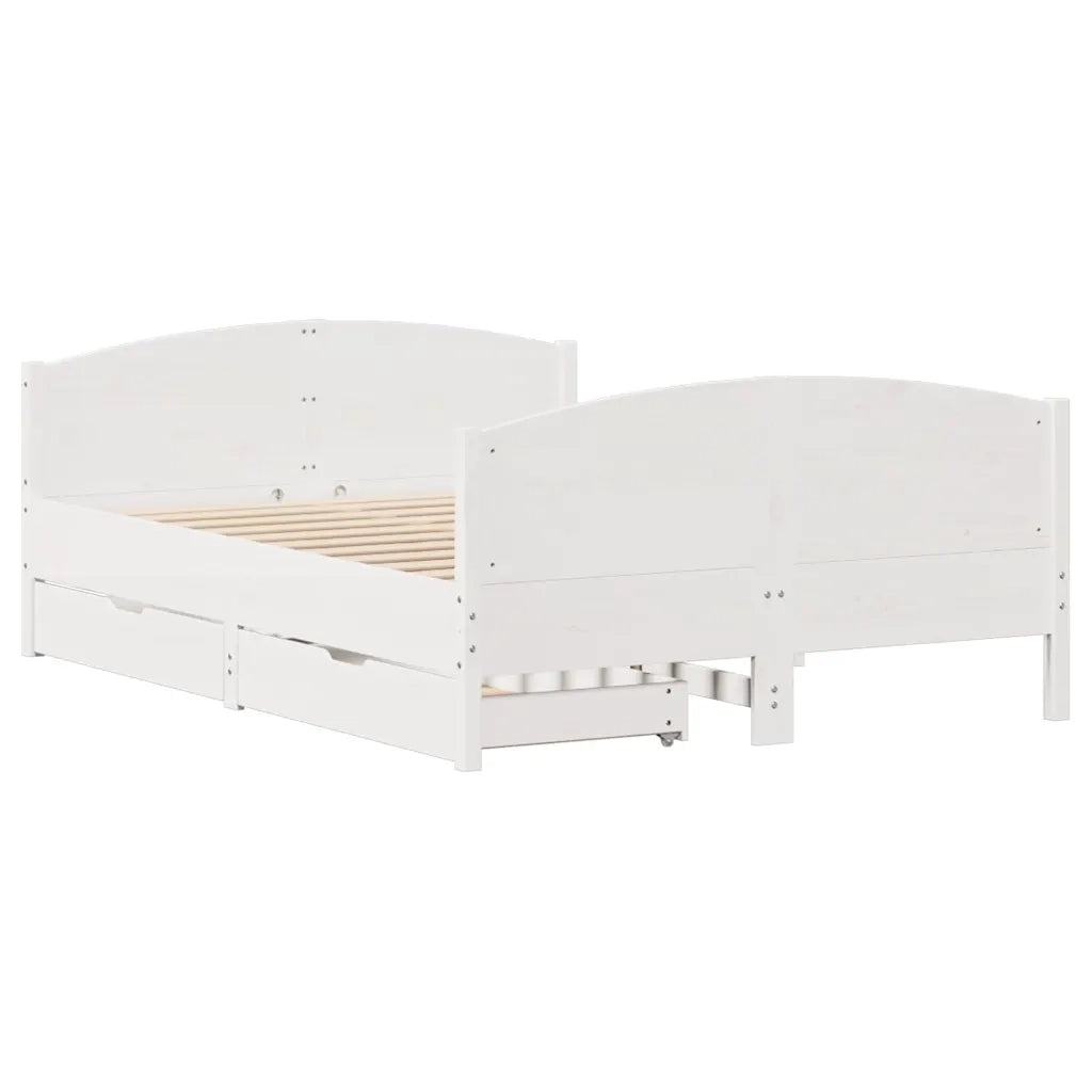 Letto senza Materasso-Struttura Letto Bianco 140x190 cm Legno Massello di Pino 858852
