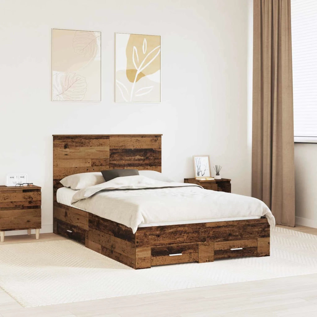 Letto matrimoniale | Letto per adulti | Struttura del letto con testiera Legno vecchio 120 x 190 cm