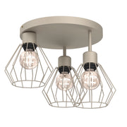Lampada da soffitto Parkla industriale 3xE27 beige