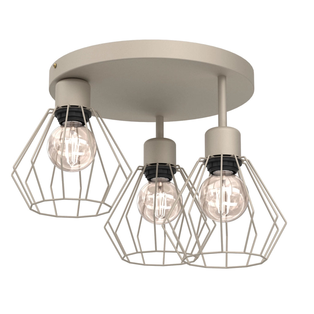 Lampada da soffitto Parkla industriale 3xE27 beige
