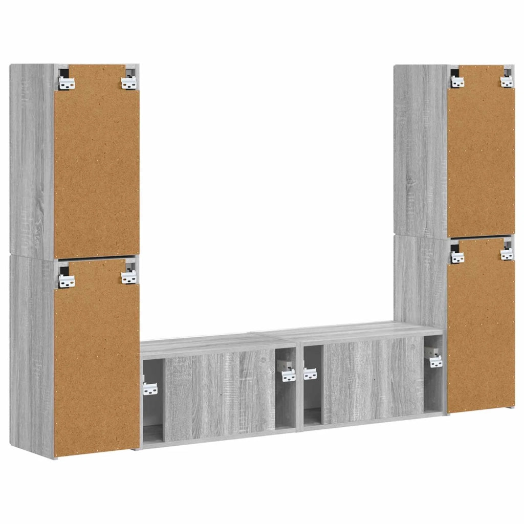 Set mobile TV 6 pz | Armadietto TV | Mobile Porta TV Grigio Sonoma Legno multistrato