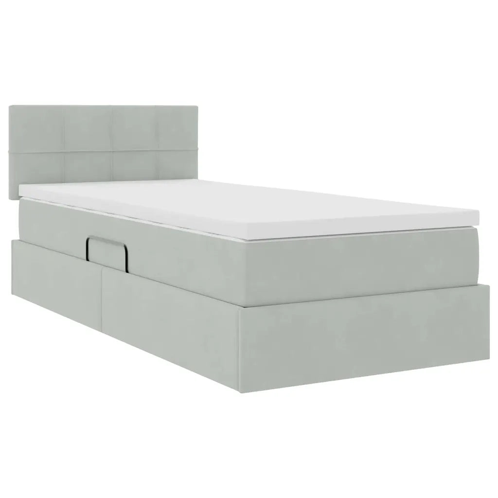 Letto con Contenitore Grigio chiaro 100 x 200 cm Velluto