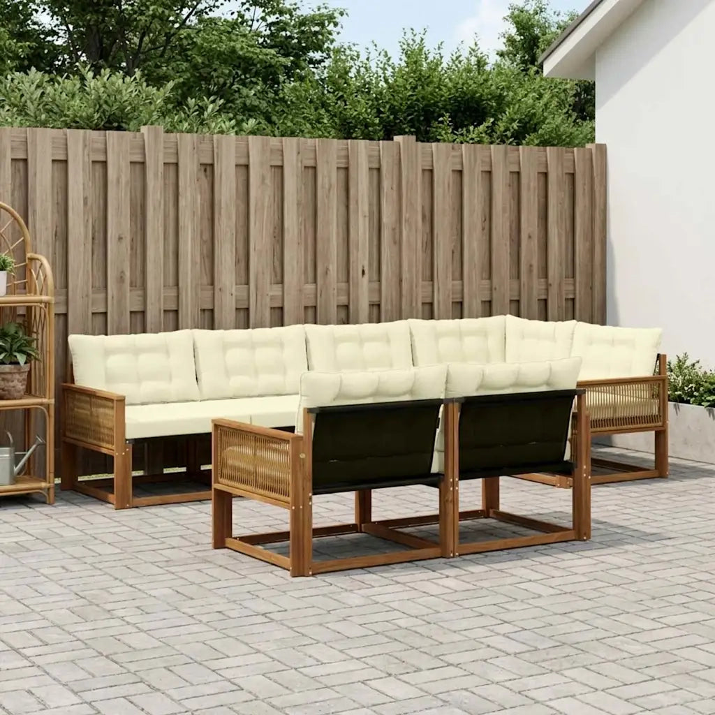 Set di divani da esterno con cuscino 7 pcs Naturale e Crema 3381490