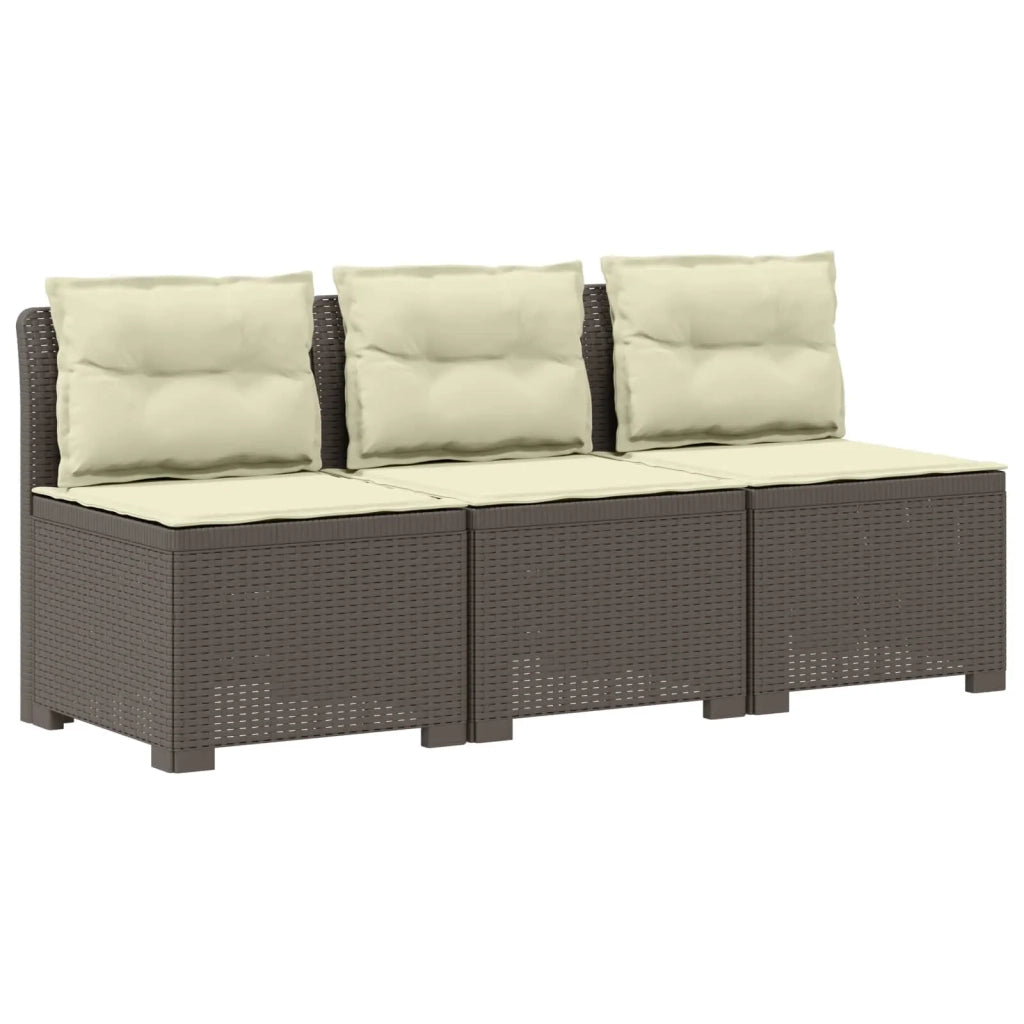 Divano da esterno-Divano da Giardino 3 posti con cuscini in look rattan PP 916047