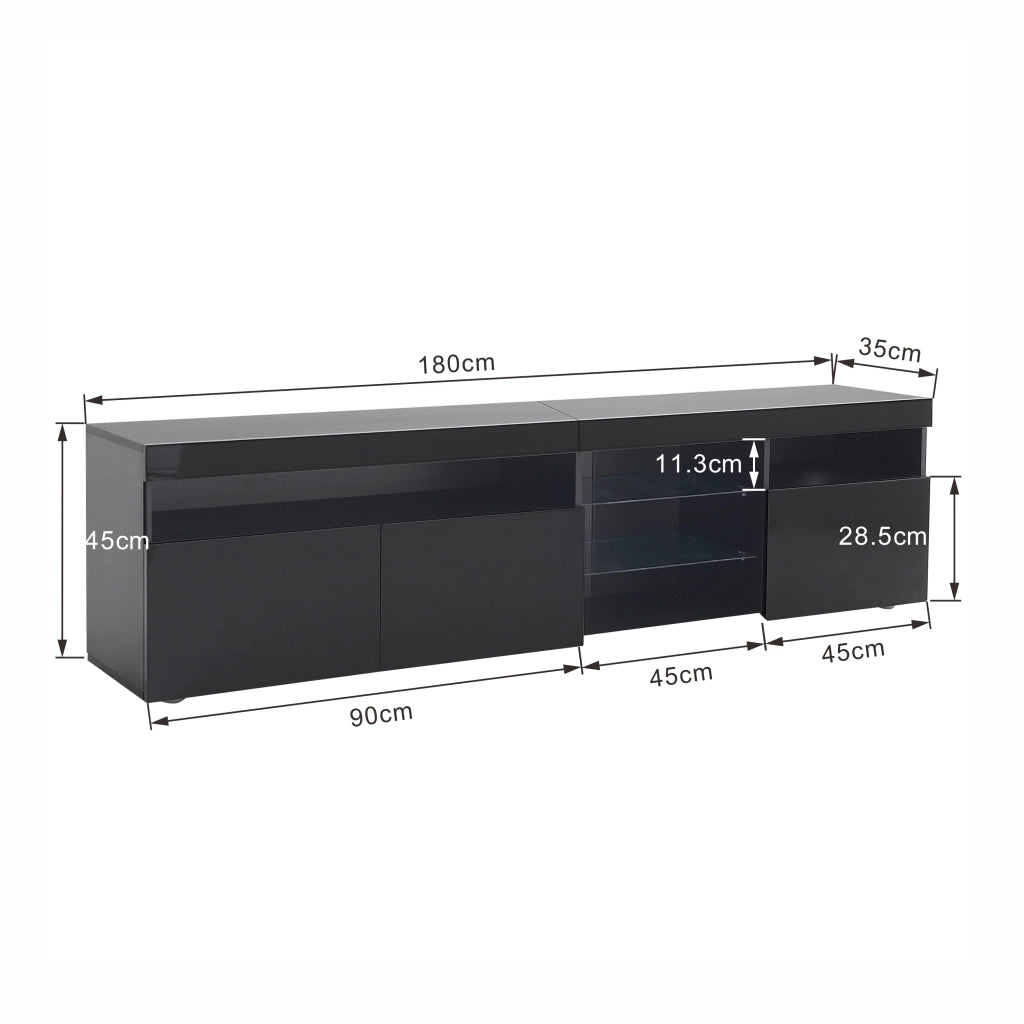 Mobile TV con LED ¨C MINIMAL ¨C Nero, 180 cm