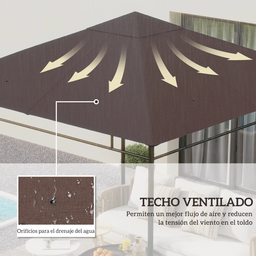 Copertura per gazebo 300x300 cm ¨C zephmum ¨C marrone