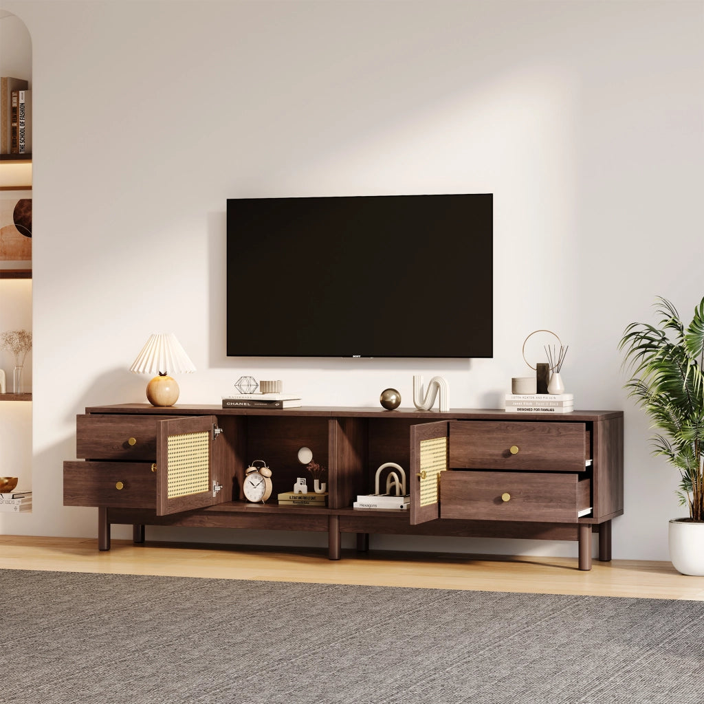 Cassettiera TV marrone in truciolato lunga 180 cm