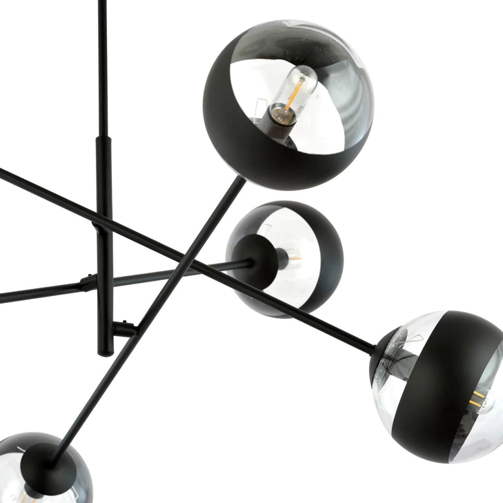 Lampadario Emibig Linear 6 luci E14 nero/vetro 102cm