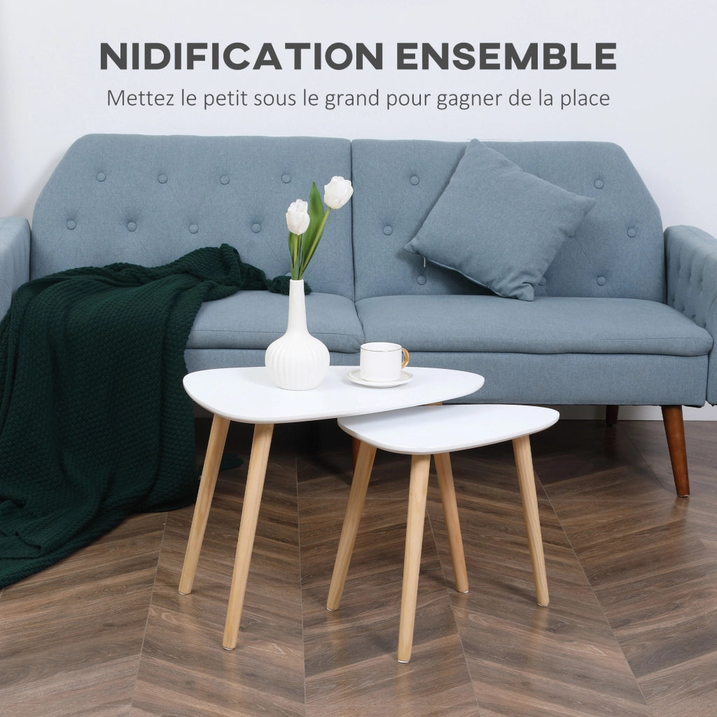 Tavolino da caff¨¨ nidificante design scandinavo ¨C zephmum ¨C bianco