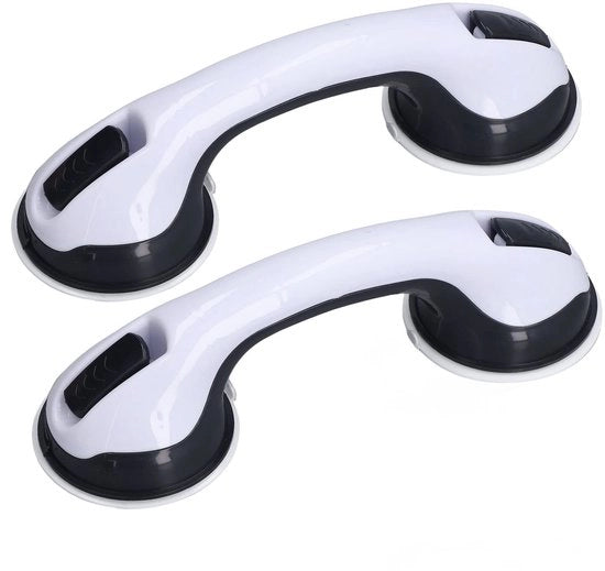 Kit di 2 pezzi per maniglione doccia antiscivolo - Protezioni di sicurezza per anziani - Morsetti robusti - Materiale in plastica resistente - Disegno regolabile - Maniglione doccia antiscivolo