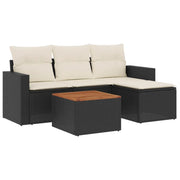 Set Divani da Giardino 5 pz | Set Salotto da Giardino con Cuscini in Polyrattan Nero