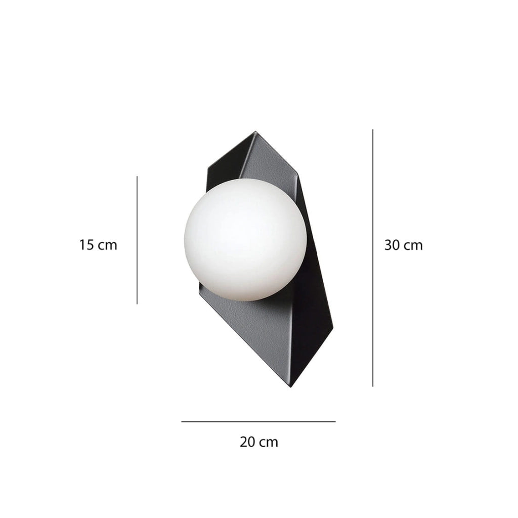 Applique Emibig Drifton K1 nero vetro acciaio E14 1 luce