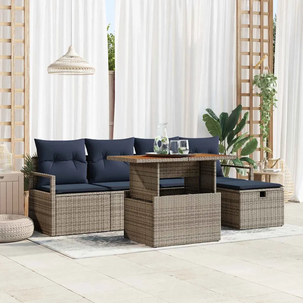 Set Divano da Giardino con cuscino 6 pcs Grigio polyrattan 3359993