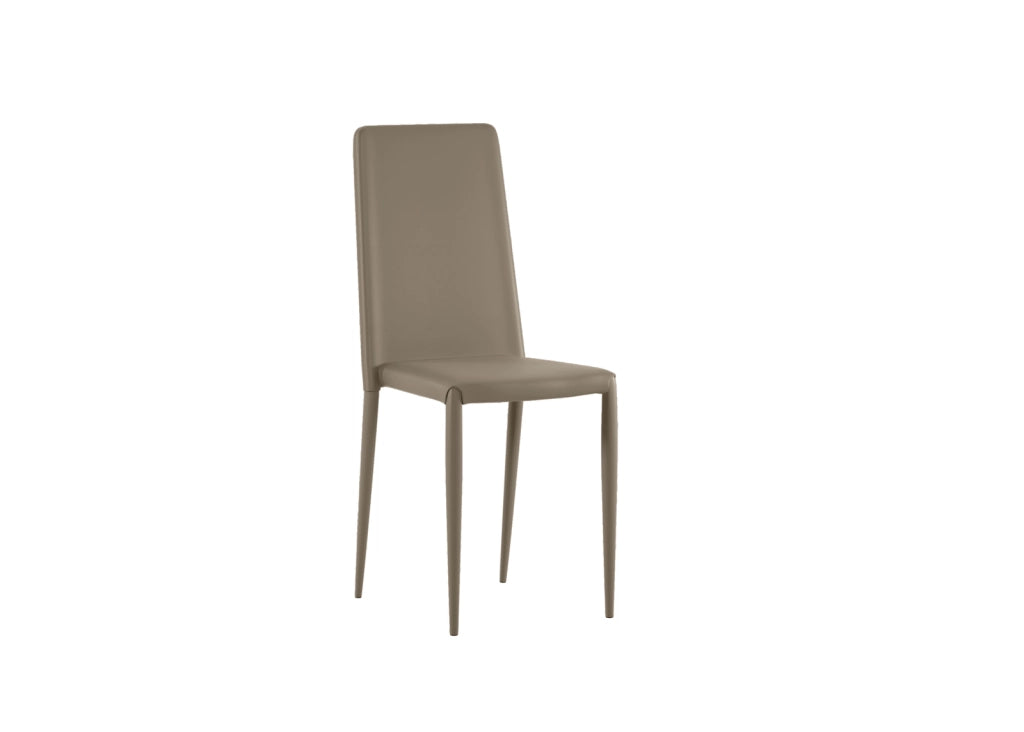 Sedia Cleo Impilabile in Similpelle Imbottita con Struttura in Metallo Tortora - Seduta e Schienale Ergonomici - Design Moderno
