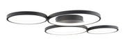 Plafoniera moderna nera 4 anelli LED 67W 3000K Maxlight