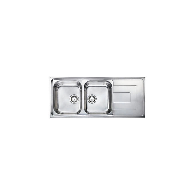 CM 010177.X2.01.2028 Classicstyle Lavello da incasso 2 vasche con gocciolatoio reversibile Acciaio Inox Microdecoro (116x50x19 cm) colore Inox Antigraffio