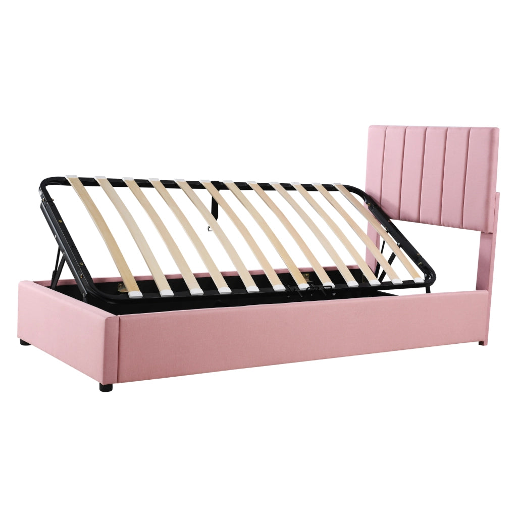 letto imbottito lino rosa 90 x 200 cm