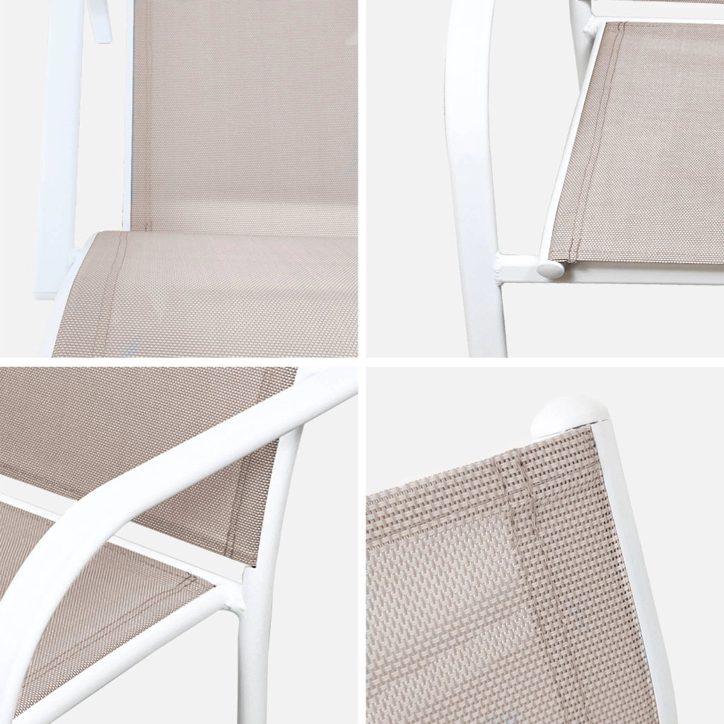 Set 4 sedie da giardino in alluminio e textilene, bianco