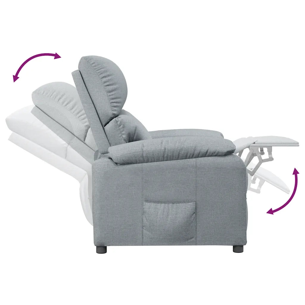 Poltrona Reclinabile in Tessuto Grigio Chiaro 340177