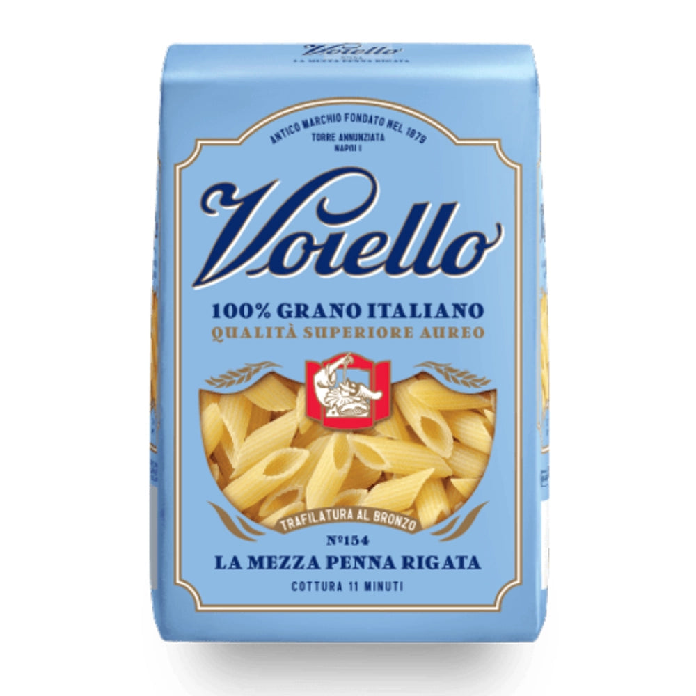 Voiello la mezza penna rigata n. 154 pasta trafilata al bronzo da 500 grammi