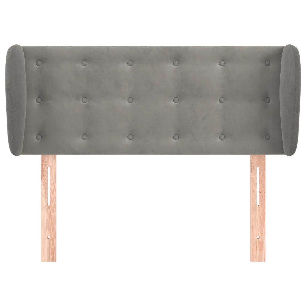 Testiera ad Orecchio-Testata con Orecchie Grigio Chiaro 83x23x78/88 cm in Velluto 489657