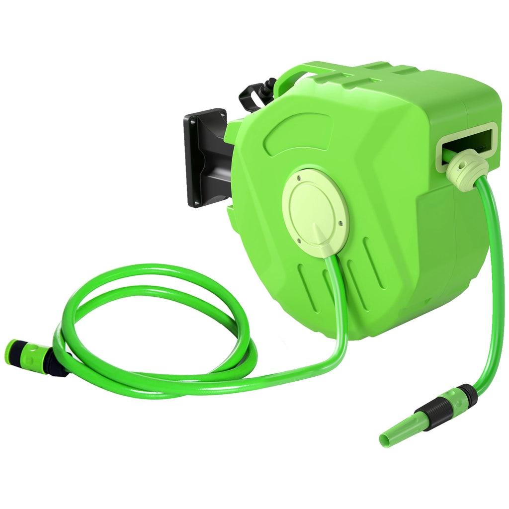 Avvolgitubo da Giardino Retrattile 15 m ¨C Minimal ¨C Verde Plastica