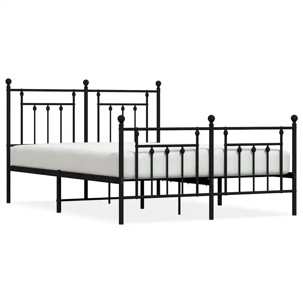 Giroletto con Testiera e Pediera-Struttura Letto Metallo Nero 150x200 cm 203473