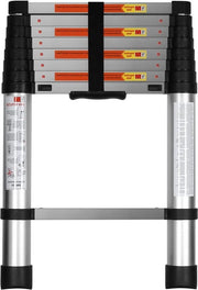 Scala Telescopica in Alluminio - Sistema di Estensione a Unico Bottone - Utilizzo Interno ed Esterno - Capacità di Carico 350 lbs - Colore Argento - 2,6 m/8,5 FT Scala Telescopica