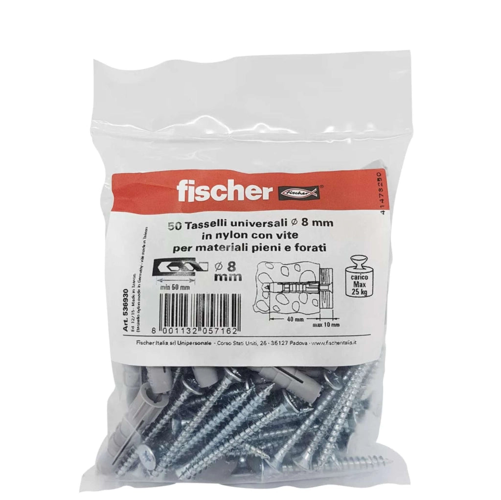 Set di tasselli Fischer √ò 8 mm 50 pezzi