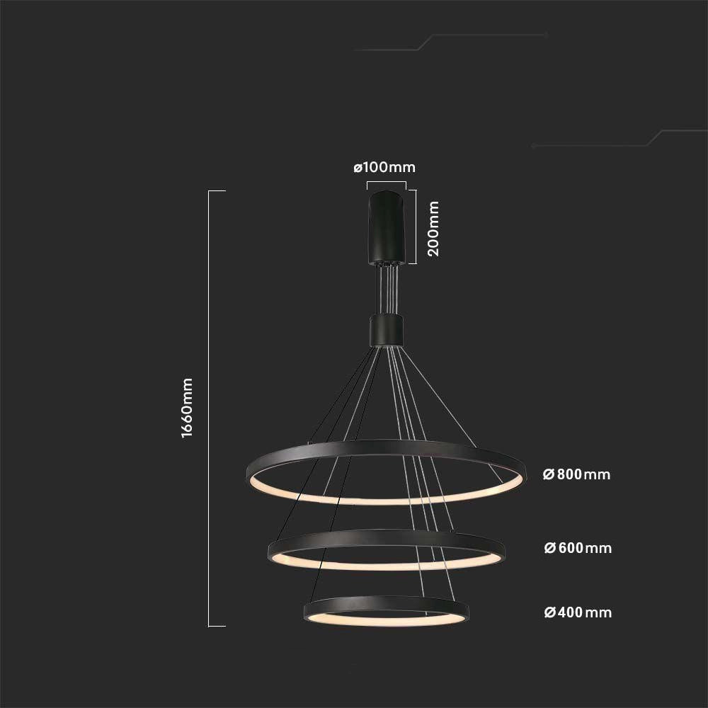 Lampada a sospensione LED dimmerabile nera 3000K V-TAC