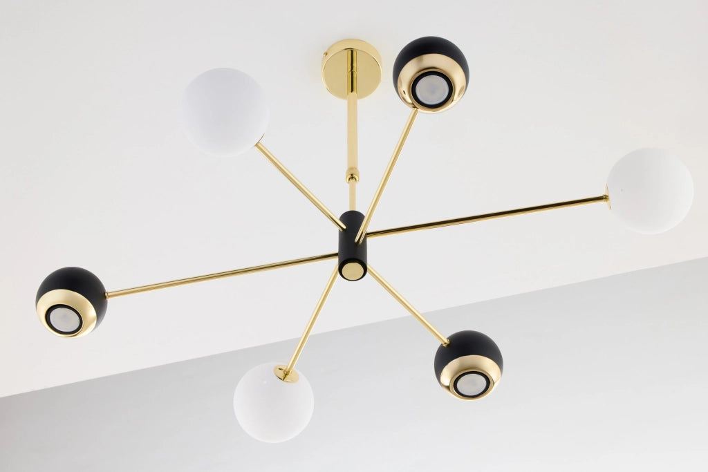 Lampada a sospensione MOKA oro/nero 6 luci G9+GU10 Jupiter