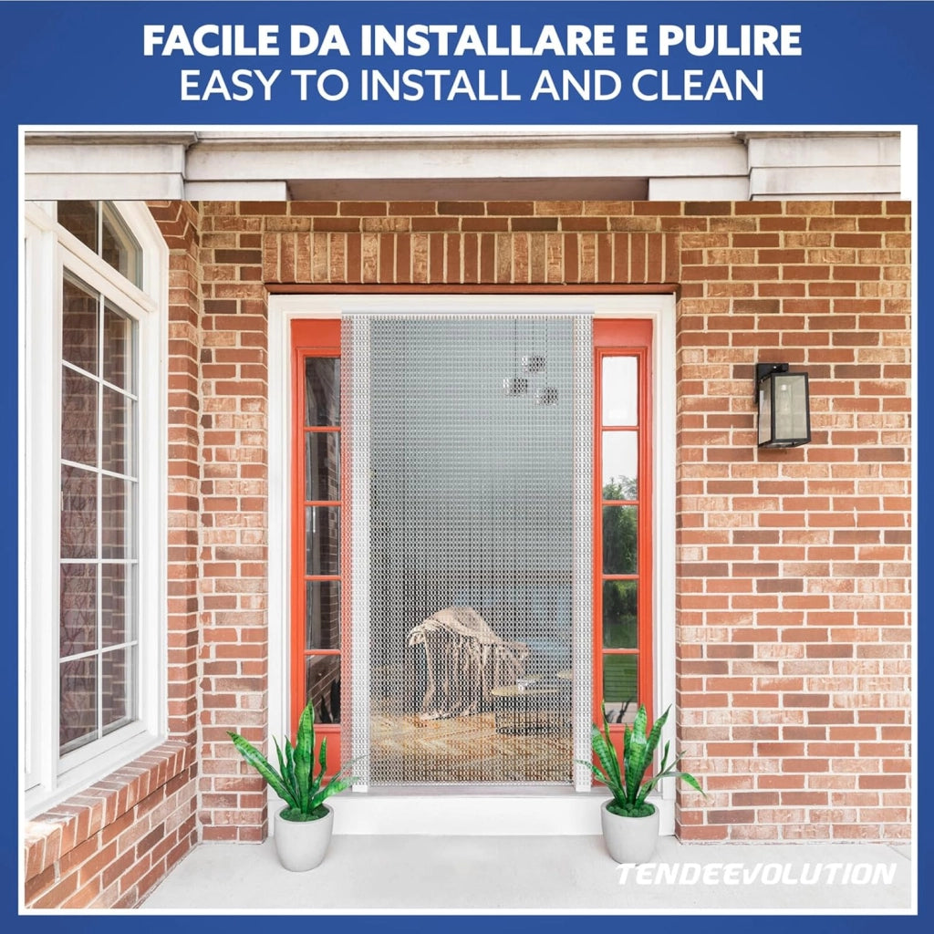 Tenda Catena Antimosche Alluminio Rosso | Largh. 0,80m x Alt. 2m | Protezione Insetti, Porta, Esterno, Interno, Casa, Ufficio