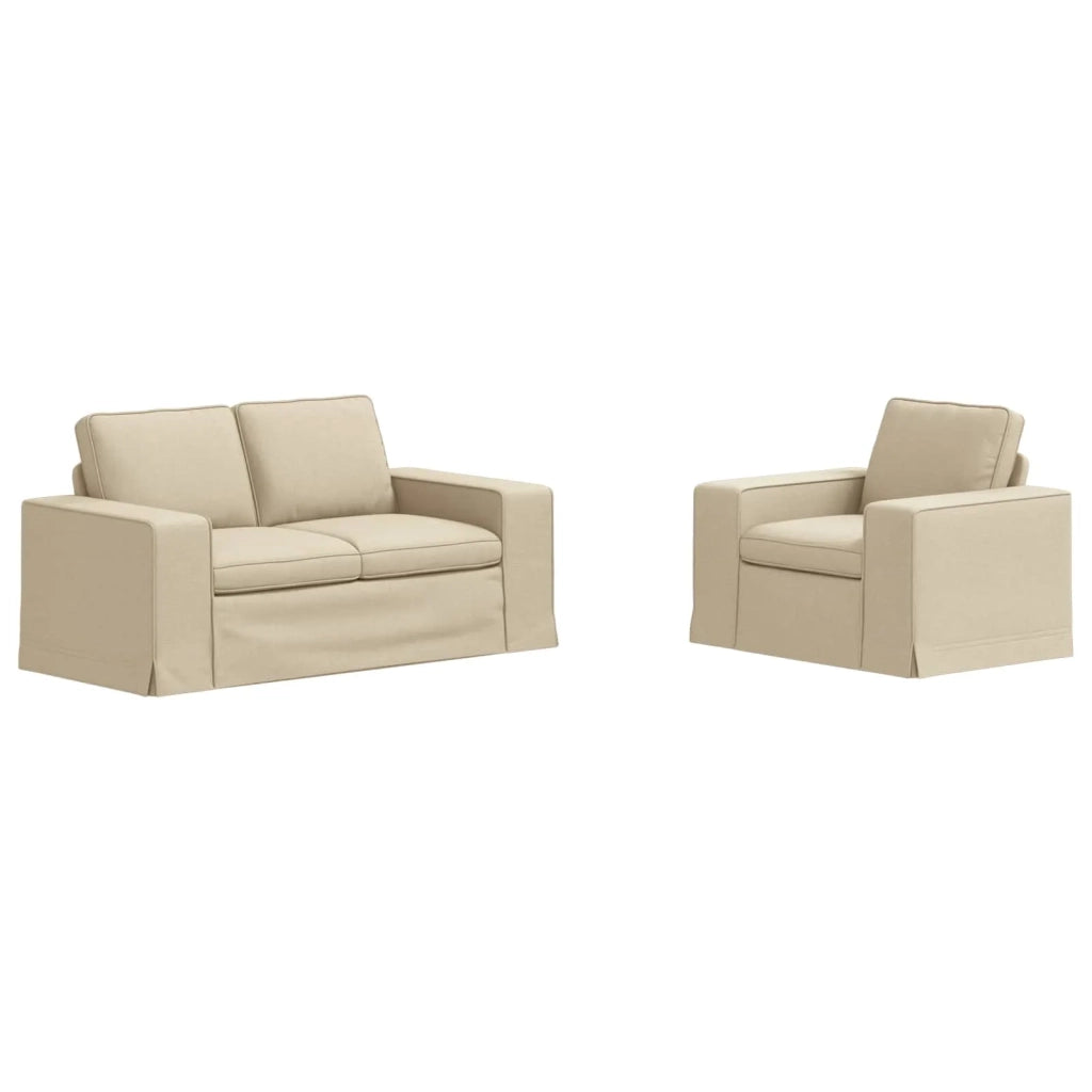 Set di divani 2 pcs Crema 162 x 80 x 82 cm Tessuto 3407505