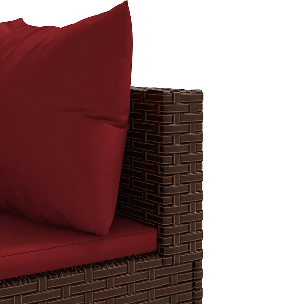Set Mobili da Giardino 6pz con Cuscini in Polyrattan Marrone 3308213
