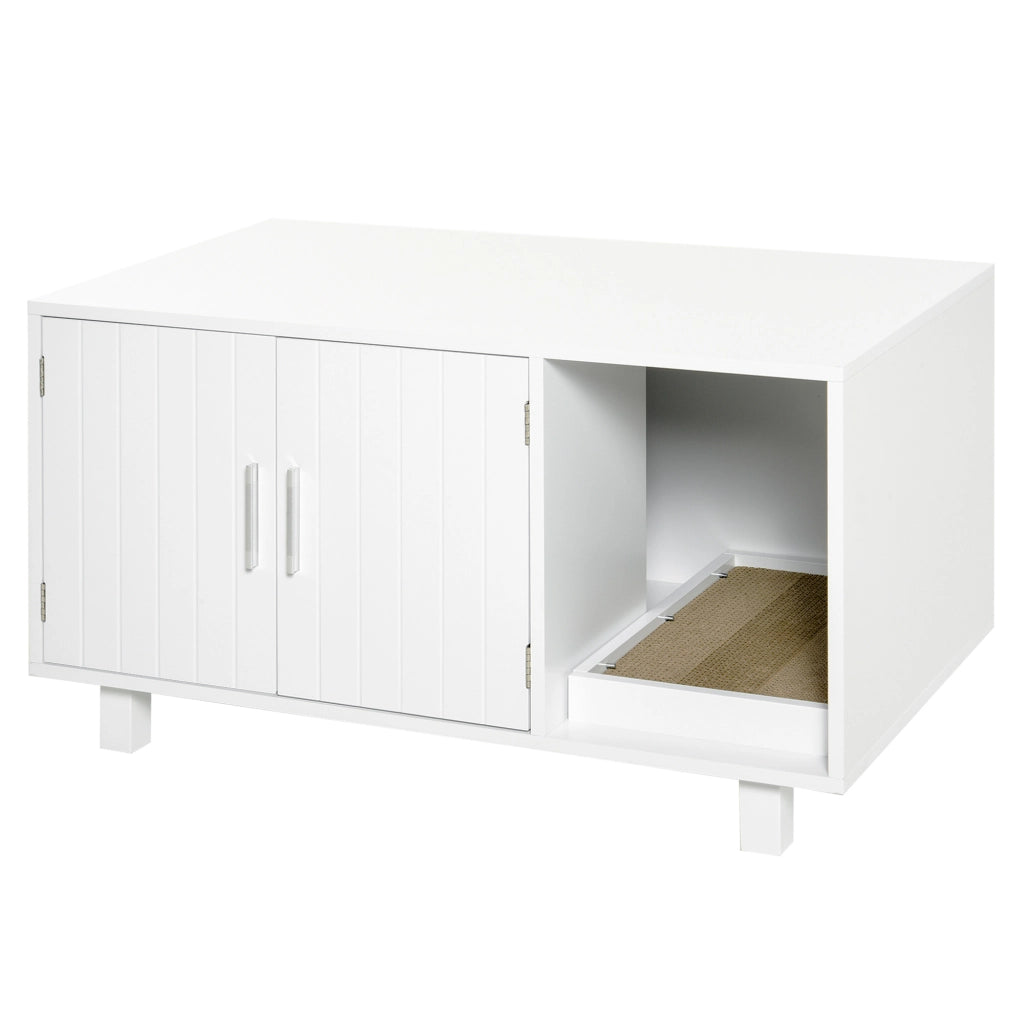Mobile per Lettiera Gatti in Legno con 2 Ante ¨C Minimal ¨C Bianco
