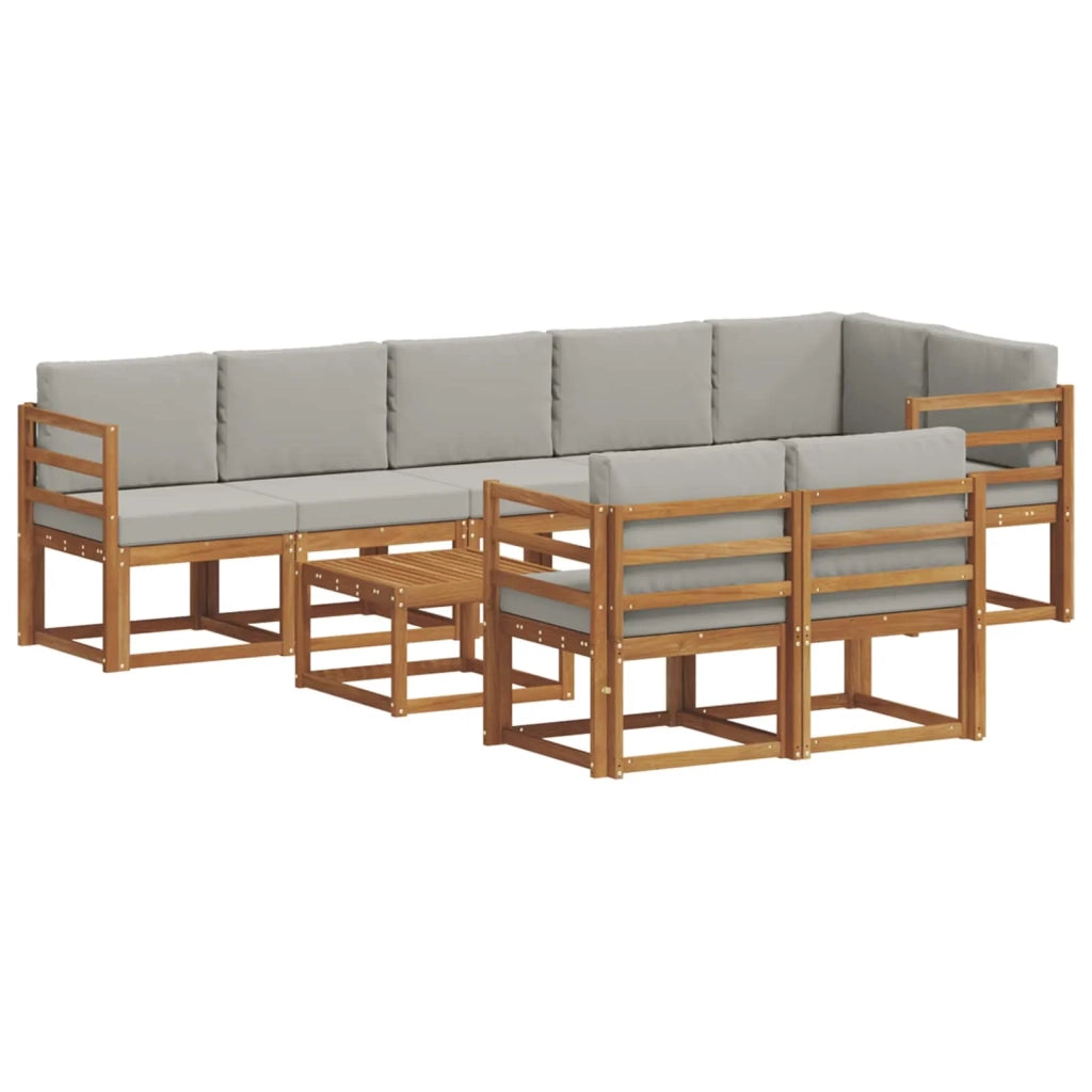 Set di divani da esterno 9 pcs Grigio Naturale e Chiaro 3366589