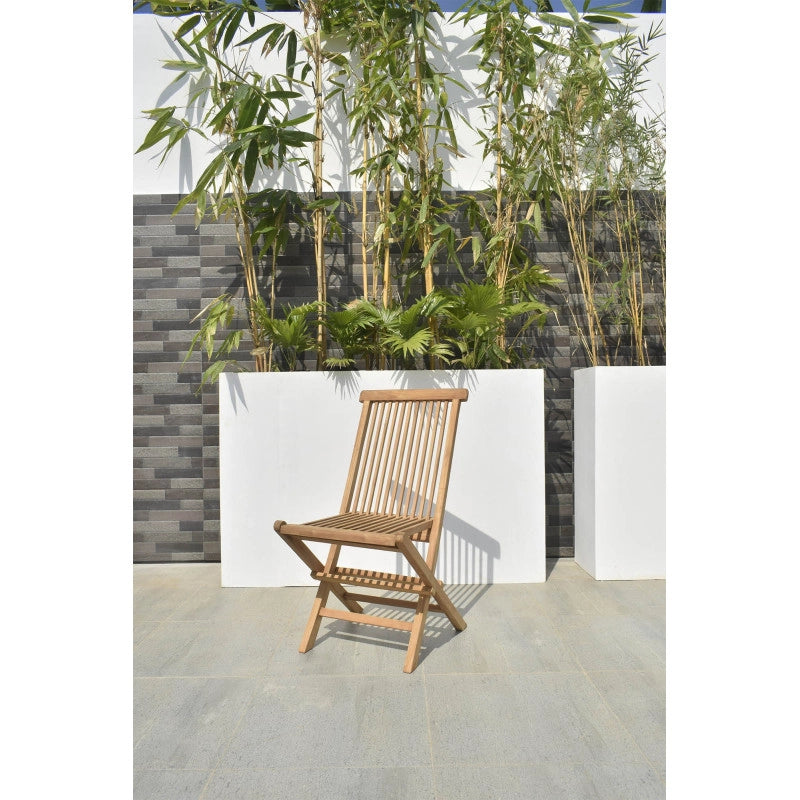 Ensemble de jardin Teck - 2 chaises et table pliante octogonale