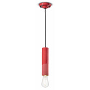 Sospensione Piccola Vintage Decò Pi Ceramica Rosso Corallo 1 Luce E27